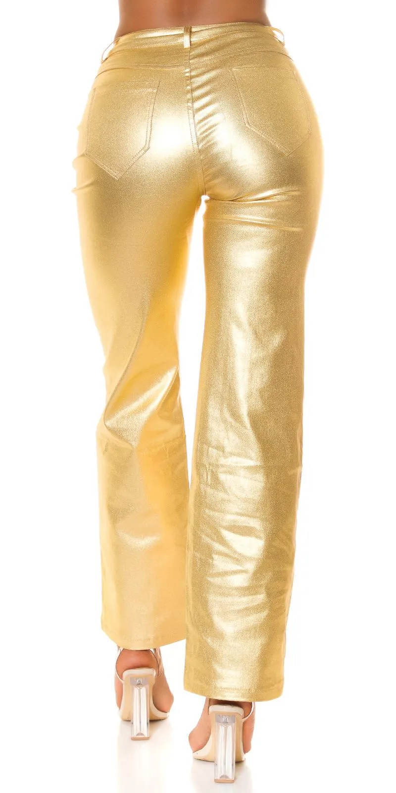 Pantalón cintura alta Bootcut dorado