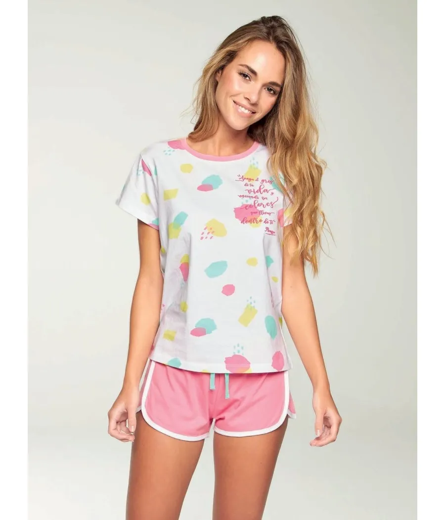 Pijama verano mujer Muidemi rosa algodón