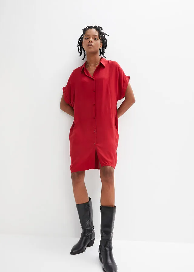 Vestido de viscosa sostenible Rojo